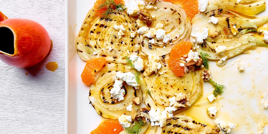 Fenouil grillé au dressing d’agrumes et fromage de chèvre