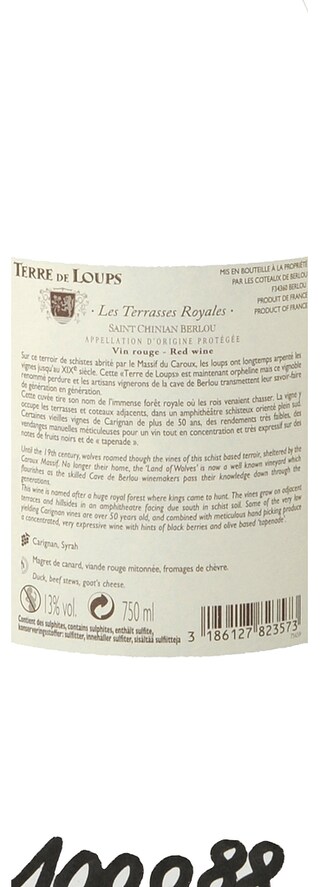 FR MIDI SAINT CHINIAN | Midi - Saint-Chinian Berlou AC | Terre de Loups 2013 Rouge 