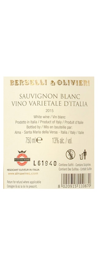 Italie - Italië | Friuli - Alto Adige | Berselli & Gerbino Signature Sauvignon 15 Wit 