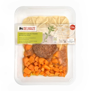 Delhaize | Gehaktburger | Puree | Maaltijd van de maand 
