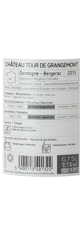 FR SOUD OUEST - BERGERAC | Sud Ouest - Bergerac | Château Tour de Grangemont Rouge 