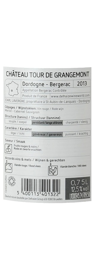 FR SOUD OUEST - BERGERAC | Sud Ouest - Bergerac | Château Tour de Grangemont Rouge 