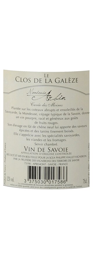 FR SAVOIE | Savoie | Mondeuse Arbin Clos Galeze 2014 Rouge 