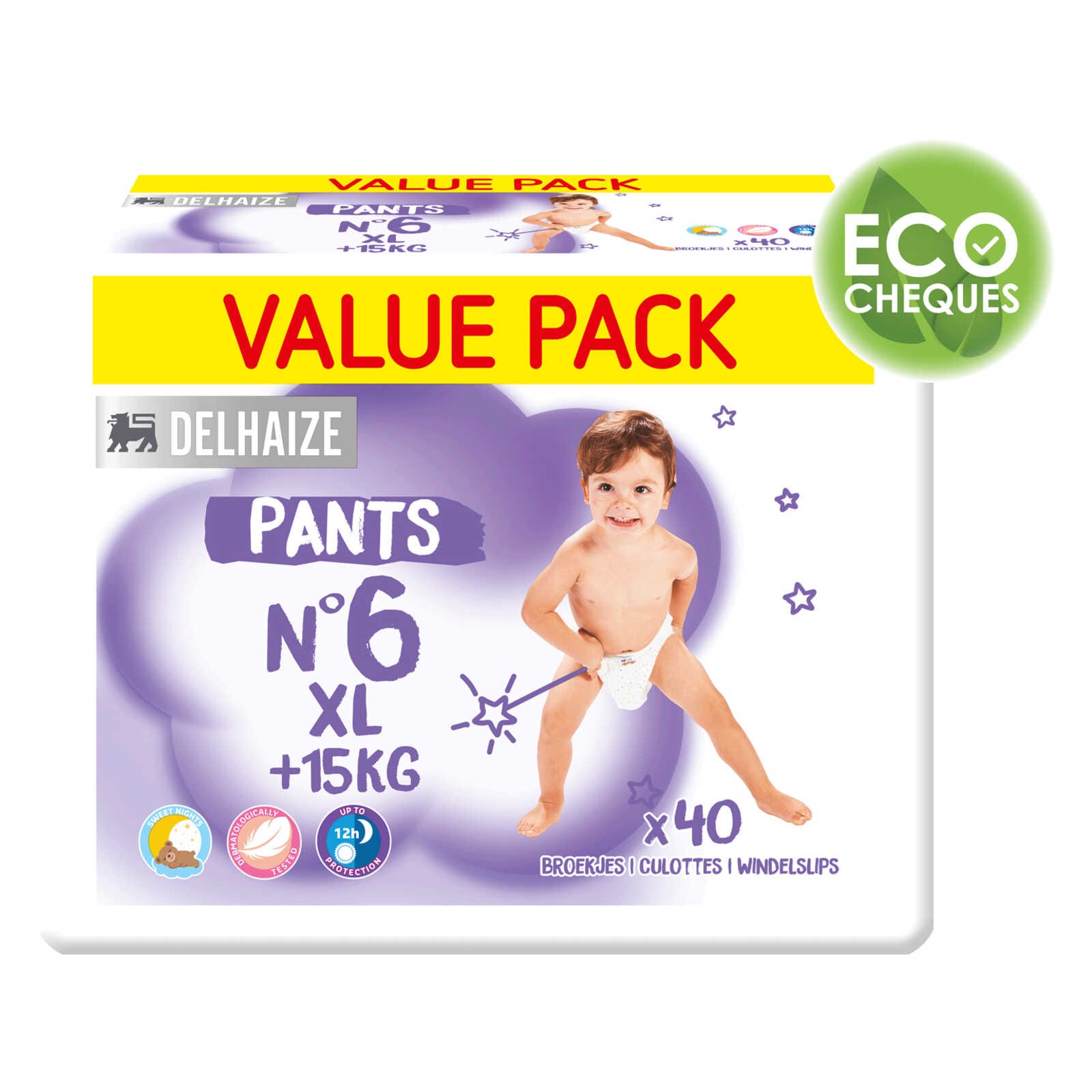 Delhaize, Culottes, Taille 7, Eco, 18 pc