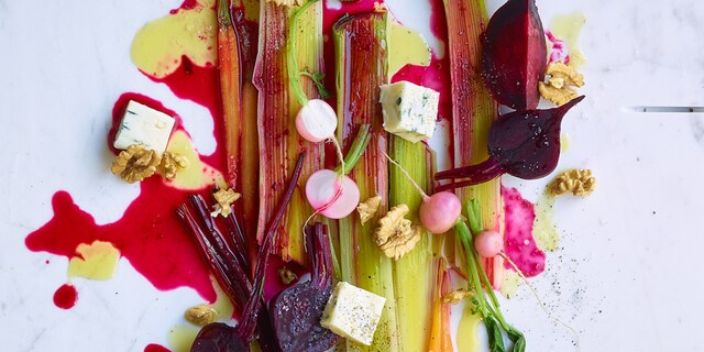 Salade de poireaux et betteraves rouges