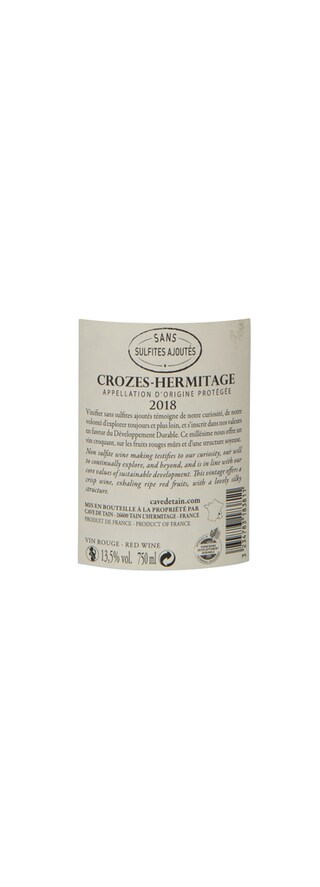 France - Frankrijk | Rhône - Crozes Hermitage | Crozes-Hermitage 2018 | Sans sulfite 