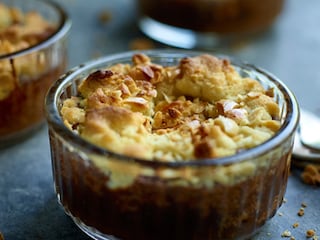 Crumble met chocolade en amandelen