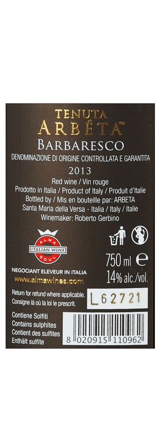 Italie - Italië | Piemonte D.O.C.G. | Arbeta Barbaresco 13 Rood 