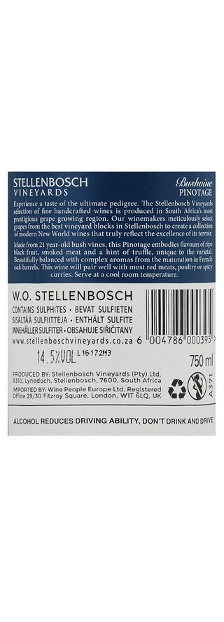 Western Cape | Afrique du Sud-Zuid-Afrika | Bushvine Pinotage 2016 