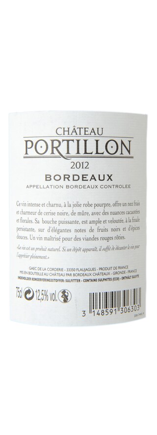 FR BORDEAUX BORDEAUX AC | Château Portillon 2012 
