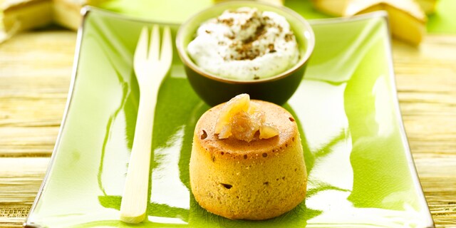 Petits moelleux met kastanjes en stracciatellaslagroom