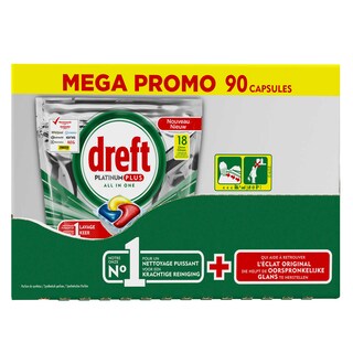 Dreft | Platinum | Capsules lave vaiselle | Platinum | Citron | 90st 