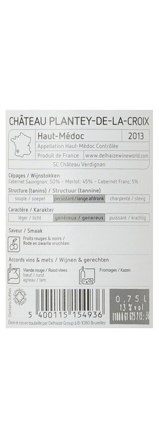 FR BORDEAUX HAUT-MEDOC | Château Plantey de la Croix 2013 