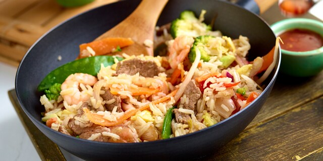 Riz sauté « terre et mer »