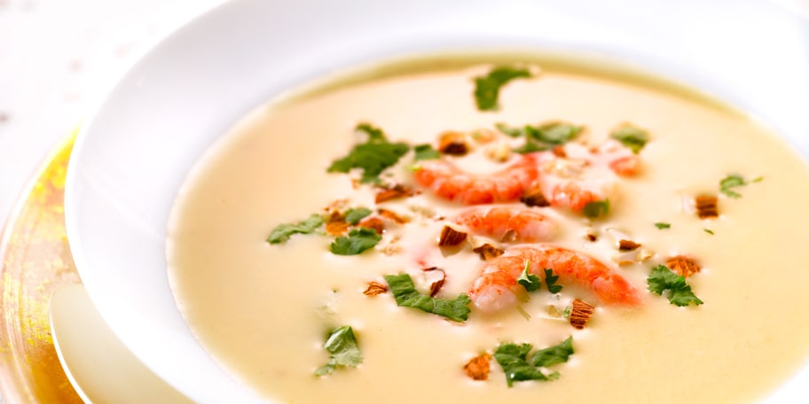 Velouté à l’ananas et aux crevettes