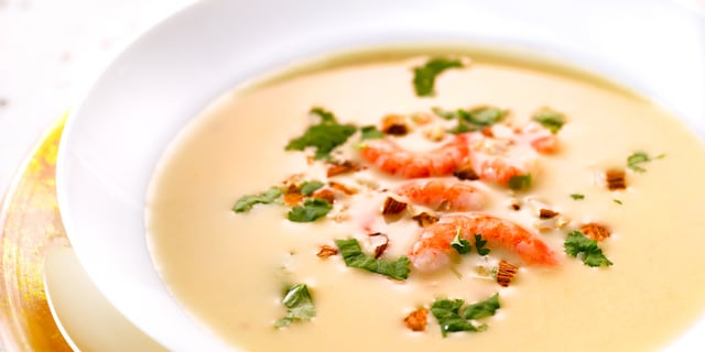 Velouté à l’ananas et aux crevettes