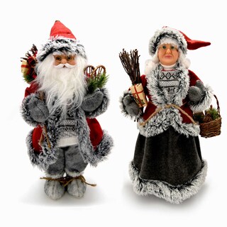 Delhaize | Kerstman en Kerstvrouw | 46cm | 2 Asst 