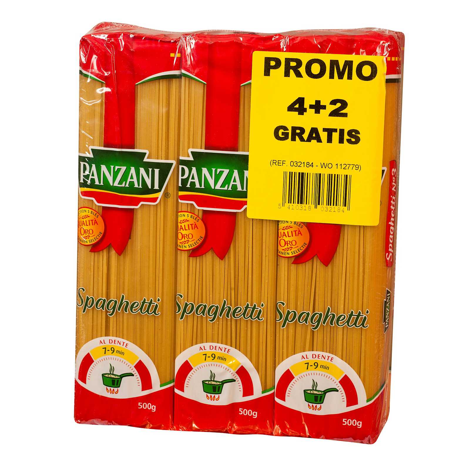Panzani | Pâtes | Spaghetti | 4+2 gratuits | 6 x 500 gr | Delhaize