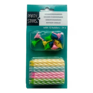 PARTY STARS | 24 Bougies Anniversaire | 12 Supports 