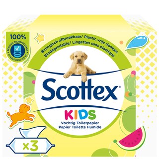Scottex | Vochtilg Toiletpapier | Kinderen | 3x42st 