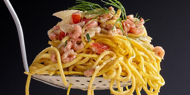 Pâtes aux crevettes et au fenouil