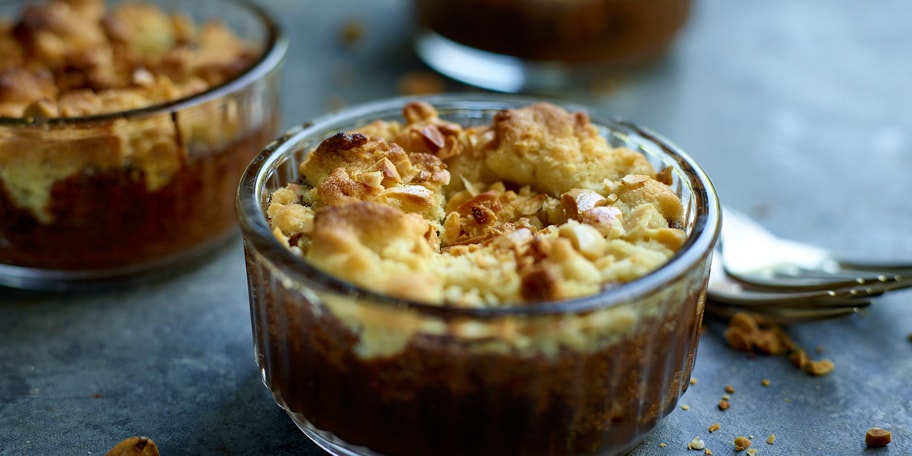 Crumble met chocolade en amandelen