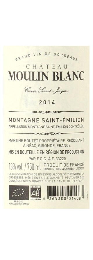 France - Frankrijk | Bordeaux - Saint Emilion | Château Moulin Blanc 14 Rouge | Bio 