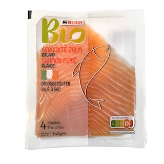 Delhaize | Bio | Gerookte zalm | 4 sneden | Ierland | Bio 