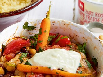 Gratin marocain aux filets de sébaste et couscous