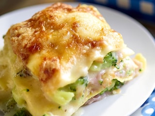 Lasagne met broccoli en ham