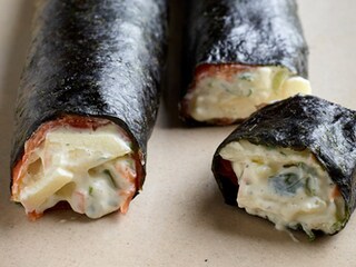 Maki van zalm met appelgembercrème