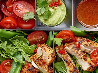 Salade met kip, cajun en guacamole