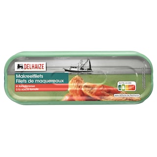 Delhaize | Makrelen | Filets | Tomatensaus 169 gr