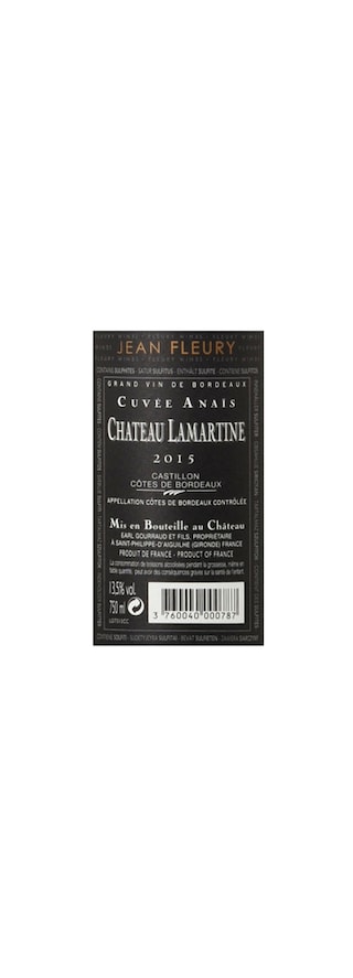France - Frankrijk | Bordeaux - Castillon Cte Bord | Château Lamartine J.F. Cuvée Anaïs 2015 