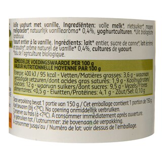 Delhaize | Bio | Yoghurt | Vol | Vanille | -10% 