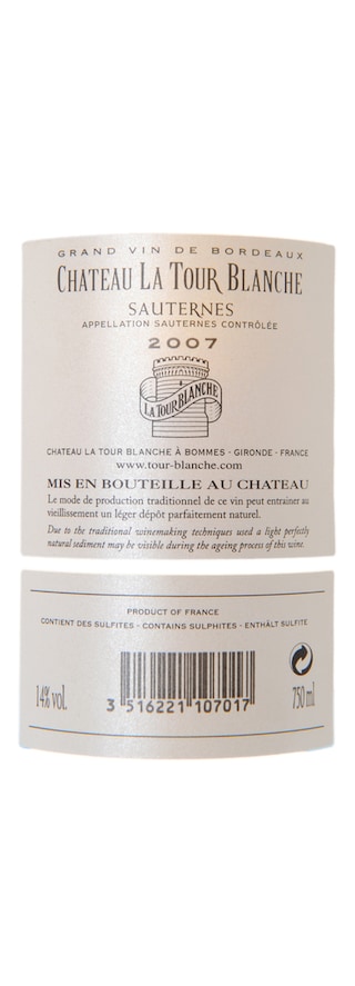 France - Frankrijk | Bordeaux Sauternes | Chateau La Tour Blanche | Houten Kist | 2007 | Witte 