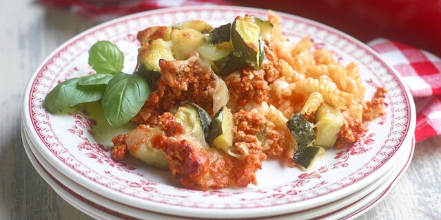 Courgettegratin met bolognesesaus