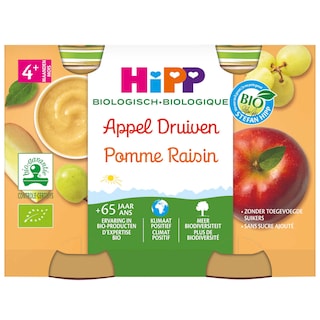 Hipp | Fruitpap | Appel Druiven | 4M | Bio 