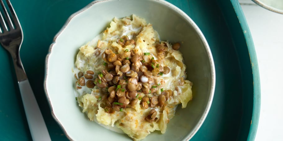 Stoemp met blonde linzen en een vleugje curry