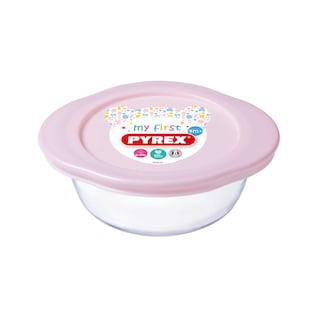 Pyrex | Ronde schaal roze met deksel | 0,35l 