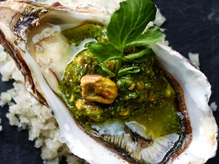 Oesters met pesto van waterkers
