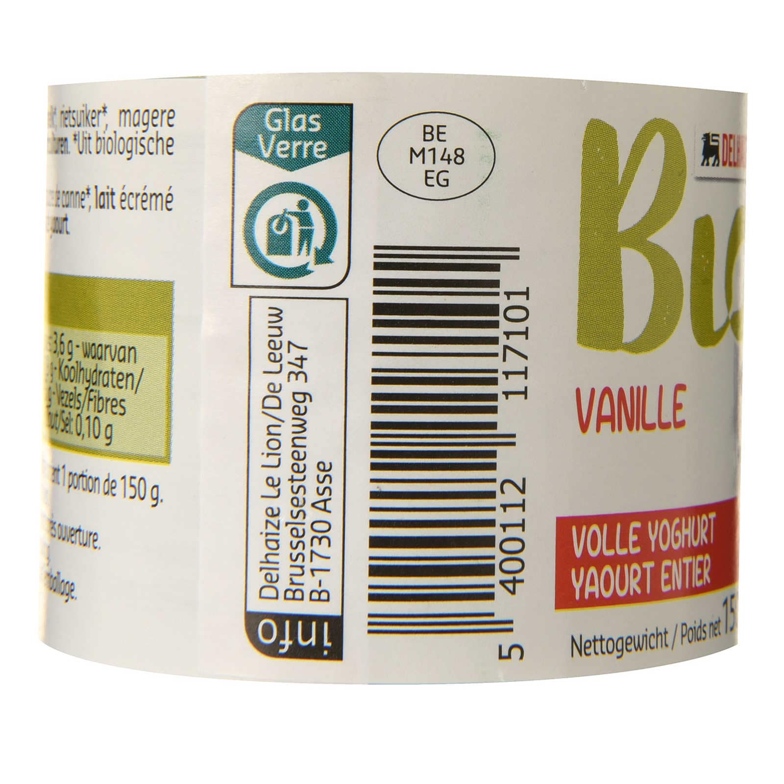 Delhaize, Bio, Yaourt, Entier, Vanille, Bio, 150 gr