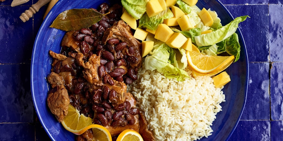 Feijoada met een mangoslaatje