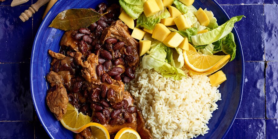 Feijoada met een mangoslaatje