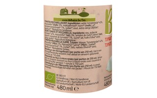 Delhaize | Bio | Soupe | Tomate | Mozzarella | Bio 48 cl
