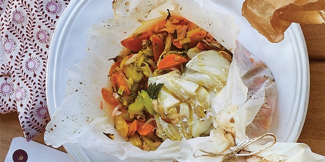 Papillote de skrei aux petits légumes