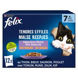 Felix | Malse Reepjes | Kattenvoeding | Senior | Gelei | Mix 12 x 85 gr