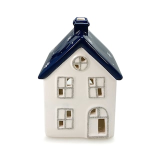 Delhaize | Hoog porseleinen huis | wit/blauw 