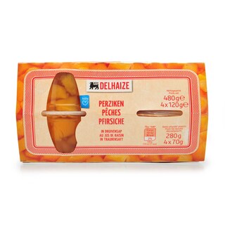 Delhaize | Pêches | Morceaux | Jus | Cups 