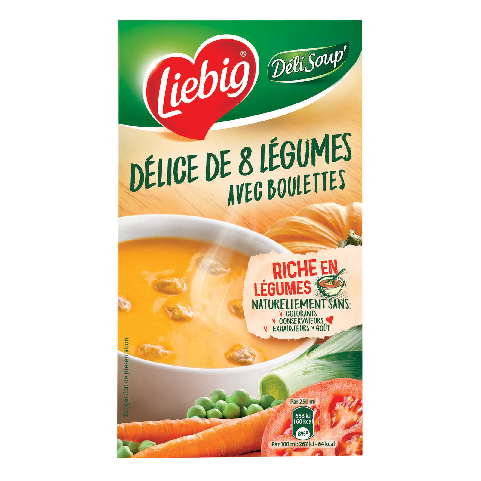Liebig, DéliSoup', Soupe, Délice 8 légumes-Boulettes, 1 l